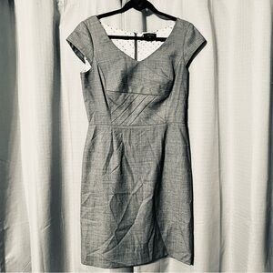 Tahari/Arthur S. Levine wool blend dress, cap sleeves, zip up back, size 8, gray